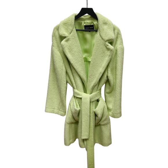 Giorgio Armani Lime Green Fuzzy Trench Coat Estimated Size Large to XLarge - Picture 1 of 7